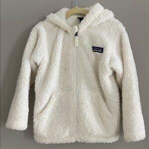 Patagonia Kids White Fleece Hoodie